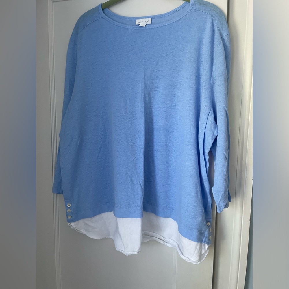 J Jill Love Linen lightweight layered look sweater top Extra Large